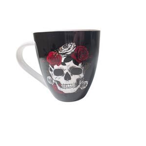 EATON FINE DINING Skull and Roses Black Rocker Goth Coffee Tea Mug